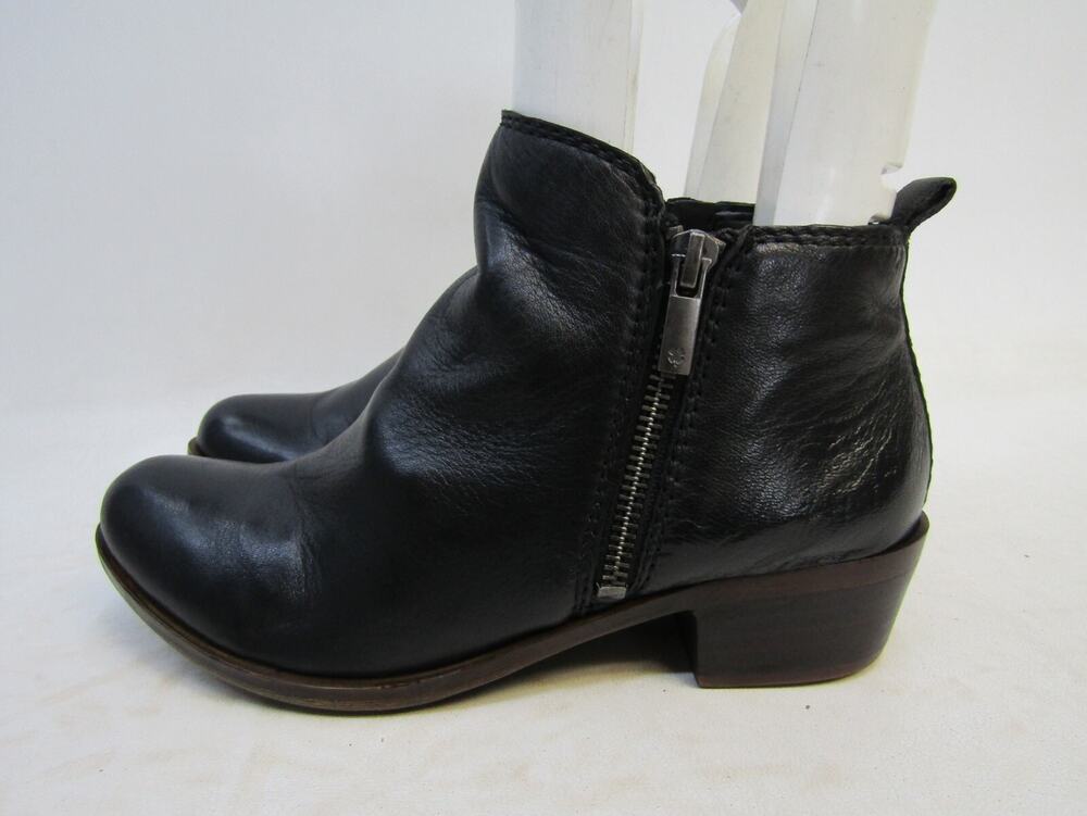 Lucky Brand Womens Size 6 M Black Leather Zip Ankle Fashion Boots Bootie